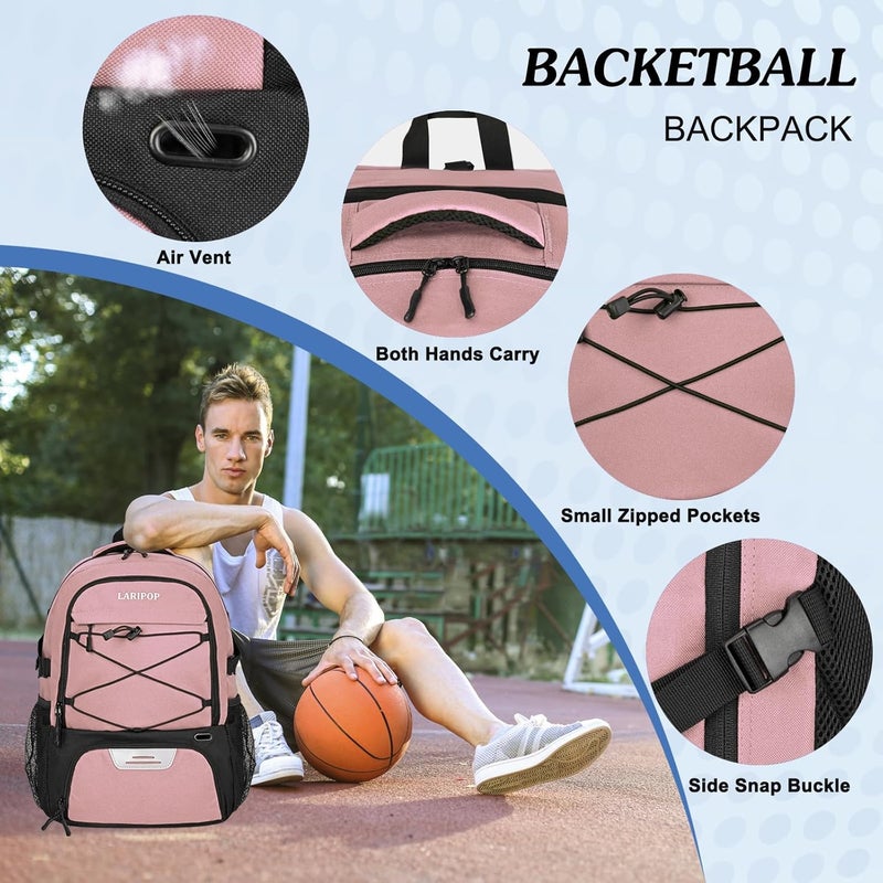 LARIPOP Basketball Backpack, Large Sports Bag with Ball Holder & Shoes Compartment, Basketball Bag for Soccer,Volleyball, - Image 4